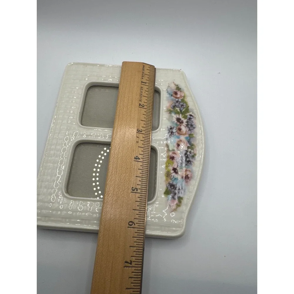 Vintage Terragrafics 1990 Handcrafted Porcelain Double Floral Picture Frame